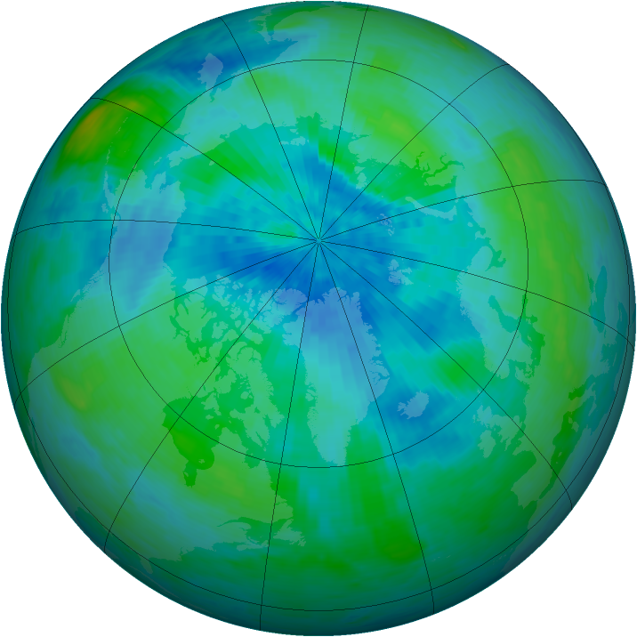 Arctic ozone map for 29 August 1993